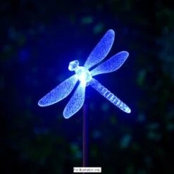 B&M Colour Changing Solar Stake Light - Dragonfly -EcoPatio Shop 286951 colour changing stake solar light dragonfly