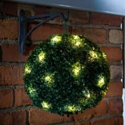 Solar Powered Topiary Ball - White LED 28cm -EcoPatio Shop 3069331 hanging topiary night 211