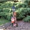 B&M Garden Gnome With Solar Lamp Post - Purple -EcoPatio Shop 307140 gnome with solar lamp post 71