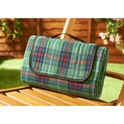 B&M Tartan Picnic Rug - Green -EcoPatio Shop 318645 Tartan Picnic Rug Green 2