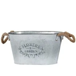 B&M Galvanised Oval Planter