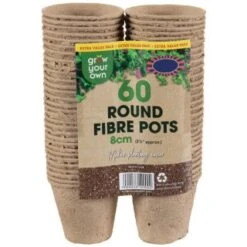 B&M Round Fibre Pots 60pk