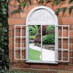 B&M Shutter Door Arched Garden Mirror -EcoPatio Shop 331461 shutter door arched garden mirror 21