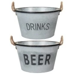 B&M Large Galvanised 'Beer' Bucket Planter 5 B&M Large Galvanised 'Beer' Bucket Planter -EcoPatio Shop 342027 large drinks buckets main1