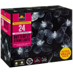 B&M 24 Solar LED Butterfly String Lights - White 7 B&M 24 Solar LED Butterfly String Lights - White -EcoPatio Shop 353457 24 string lights bright white butterfly