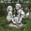 B&M Boy & Girl Seesaw Garden Statue -EcoPatio Shop 353580 boy and girl on seesaw garden statue