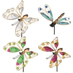 B&M Glitter Stake - Green Butterfly -EcoPatio Shop 353659 glitter stakes main 2