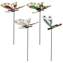 B&M Glitter Stake - Green Butterfly -EcoPatio Shop 353659 glitter stakes main