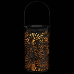 Tropical Cutout Solar Lantern - Black -EcoPatio Shop 353884 black tropical cut out lantern 2
