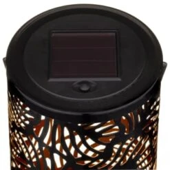 Tropical Cutout Solar Lantern - Black -EcoPatio Shop 353884 black tropical cut out lantern 3