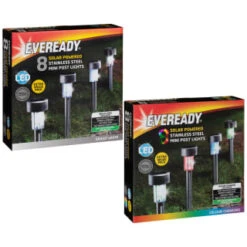Eveready Mini Solar Lighting Posts 8pk - Colour Changing 9 Eveready Mini Solar Lighting Posts 8pk - Colour Changing -EcoPatio Shop 366414 366416 8pk eveready soloar powered mini post lights main