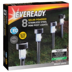 Eveready Mini Solar Lighting Posts 8pk - Colour Changing 8 Eveready Mini Solar Lighting Posts 8pk - Colour Changing -EcoPatio Shop 366414 8pk eveready soloar powered mini post lights bright white