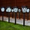 Solar Powered Windsor Black Post Lights - White 8pk -EcoPatio Shop 366418 8pk windsor post lights white led