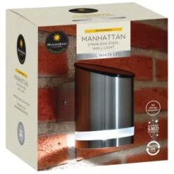 Manhattan Solar Powered Wall Light 7 Manhattan Solar Powered Wall Light -EcoPatio Shop 366488 masoon and jones manhattan solar powered stainless steel wall light cool white led