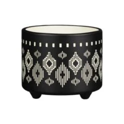 B&M Urban Eden Embossed Footed Planters 3pk - Black -EcoPatio Shop 366531 3pk urban eden plant pot on tripod stand black 4