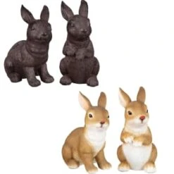 B&M Garden Rabbit Ornaments 2pk - Cast Iron Effect -EcoPatio Shop 366608 2pk rabbit garden ornaments main