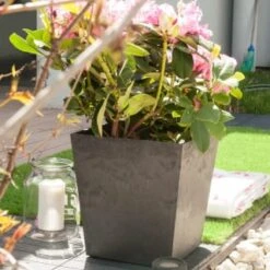 B&M Sonata Planter 33cm - Pewter -EcoPatio Shop 377689 sonata planter pewter 33cm