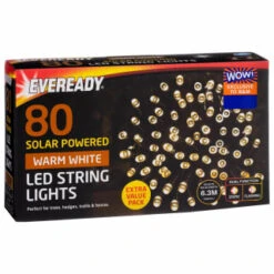 Eveready Solar Powered LED String Lights 80pk - Warm White -EcoPatio Shop 379215 80pk eveready led string lights warm white 2