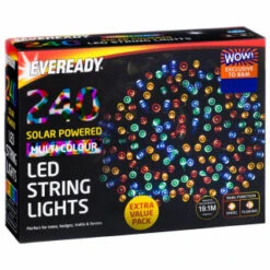 Eveready Solar Powered LED String Lights 240pk - Multicolour -EcoPatio Shop 379220 240pk eveready led string lights multicolour 2