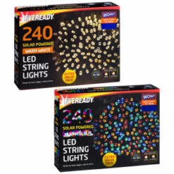 Eveready Solar Powered LED String Lights 240pk - Warm White -EcoPatio Shop 379220 379223 240pk eveready led string lights main 1