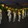 Solar Powered 180cm Artificial Leaf Garland With Wisteria Flowers - Warm White -EcoPatio Shop 379258 180cm solar powered artificial leaf garland with wisteria flowers 20 warm white micro leds 2