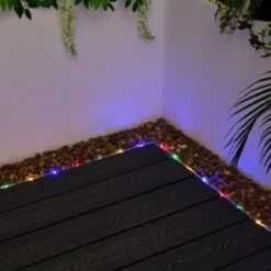 Solar Powered 10m Micro LED Rope Light - Multicolour -EcoPatio Shop 379269 10m tube string light 100 multi colour leds 3