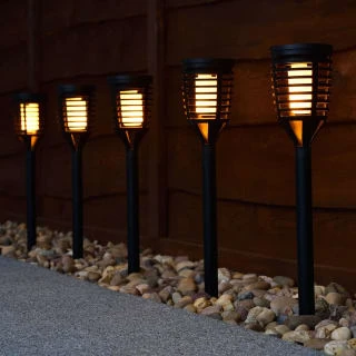 Morocco Solar Powered Post Lights - Flame Effect 5pk 3 Morocco Solar Powered Post Lights - Flame Effect 5pk