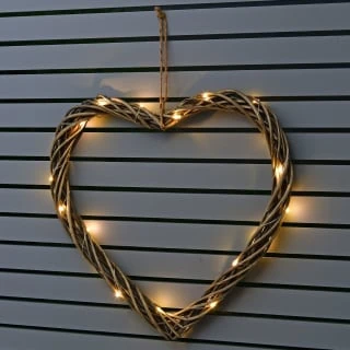Solar Powered Wicker Heart - White LED 3 Solar Powered Wicker Heart - White LED