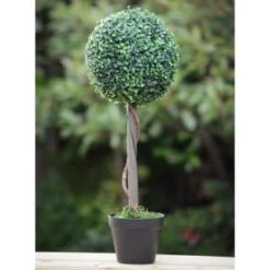 Solar Powered Topiary Tree - White LED 70cm -EcoPatio Shop 379348 70cm solar powered topiary tree 30 cool white leds 3