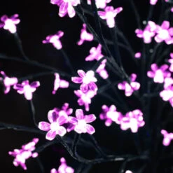 Solar Powered Blossom Tree - Pink 128 LED 4ft -EcoPatio Shop 379360 4ft solar powered blossom flower solar tree 128 led pink