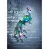 Solar Powered Metal Peacock Wall Art -EcoPatio Shop 379434 solar powered metal peacock wall art multi colour micro leds