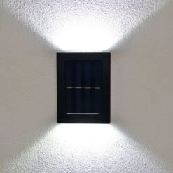 Solar Powered Up/Down Wall Light - White LED 4pk -EcoPatio Shop 379453 4pk solar powered up down wall light cool white leds 3
