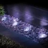 Solar Powered Stainless Steel Ground Lights 4pk 2 Solar Powered Stainless Steel Ground Lights 4pk -EcoPatio Shop 379476 4pk solar powered stainless steel ground lights cool white leds