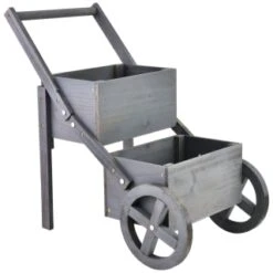 Wooden Market Stall Planter - Grey -EcoPatio Shop 379569 grey wooden market stall planter
