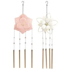 B&M Flower Windchime - Pink -EcoPatio Shop 379613 boho garden flower tubular windchime group