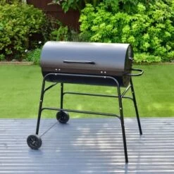 B&M Large Family Drum Barbeque With Lid -EcoPatio Shop 379688 379555 large family drum barbeque with lid