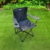 Folding Camping Chair With Cup Holder - Black -EcoPatio Shop 379743 rolson folding armchair with cup holder black