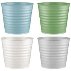 B&M Ribbed Matt Tin Planter - Cream 5 B&M Ribbed Matt Tin Planter - Cream -EcoPatio Shop 379770 simply garden ribbed tin planter group
