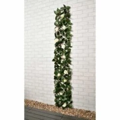 Expanding Artificial Rose & Leaf Trellis 180 X 30cm -EcoPatio Shop 379970 expanding leaf trellis with roses 180x30cm