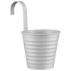 B&M Ribbed Matt Tin Hooked Pot Planter - Grey -EcoPatio Shop 382182 simply garden ribbed tin decorative pot with handle grey