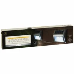 Solar Powered Stainless Steel Fence Lights 4pk -EcoPatio Shop 382952 4pk mason and jones stainless steel fence and path lights 2