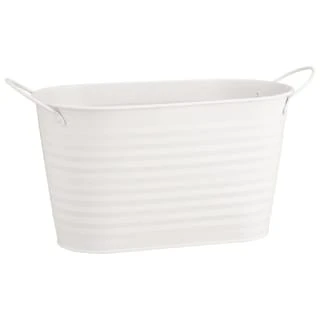 B&M Ribbed Matt Tin Trough With Handles - Cream 3 B&M Ribbed Matt Tin Trough With Handles - Cream