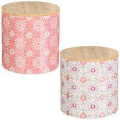 B&M Ceramic Candle With Wooden Lid - White -EcoPatio Shop 392775 large printed ceramic candle with wooden group