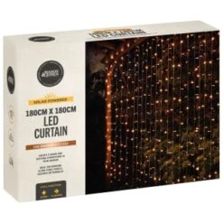 Solar Powered LED Curtain 180cm - 266 Warm White Lights -EcoPatio Shop 392889 180cmx180cm solar powered led curtain 266 warm white leds