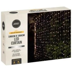Solar Powered LED Curtain 180cm - 266 Cool White Lights -EcoPatio Shop 392891 180cmx180cm solar powered led curtain 266 cool white leds