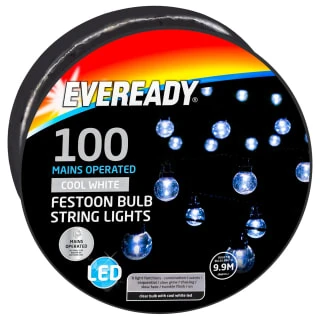 Eveready Mains Powered LED Festoon Bulb String Lights 100pk - Cool White 6 Eveready Mains Powered LED Festoon Bulb String Lights 100pk - Cool White - Image 4