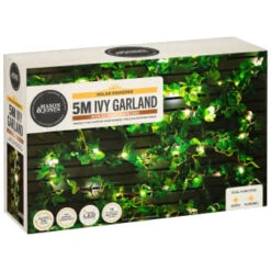 Solar Powered Artificial Ivy Garland 5m -EcoPatio Shop 392926 5m ivy garland with 60 warm white solar leds 4