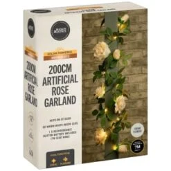 Artificial Rose Solar Garland -EcoPatio Shop 392943 200cm artificial rose solar garland 21