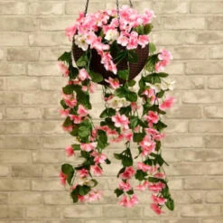 Solar Powered Artificial Floral Hanging Basket -EcoPatio Shop 393030 solar powered artificial floral hanging basket 21