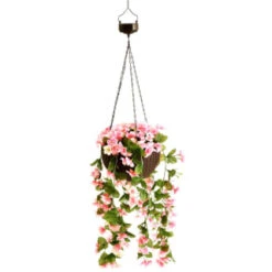 Solar Powered Artificial Floral Hanging Basket -EcoPatio Shop 393030 solar powered artificial floral hanging basket 3